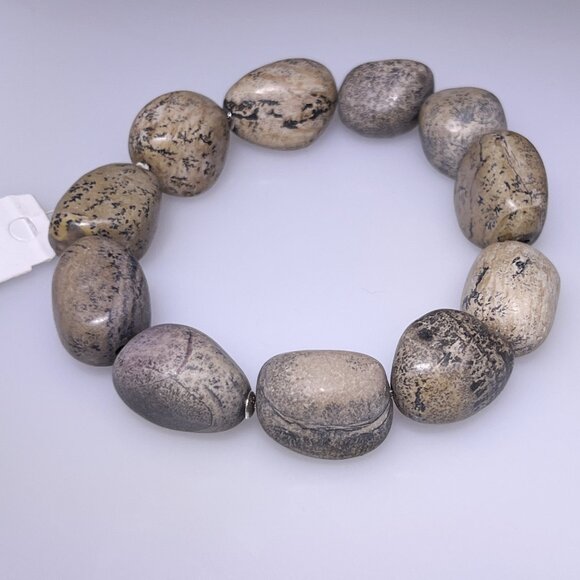 Jasper nugget bead bracelet, NWT, elastic cord - Picture 2 of 6